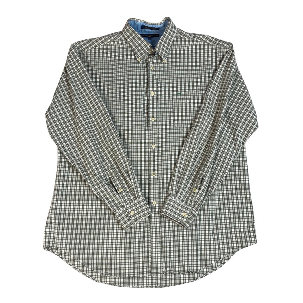 Tommy Hilfiger Mens Plaid Button Down Shirt XL Long Sleeve Casual Oxford